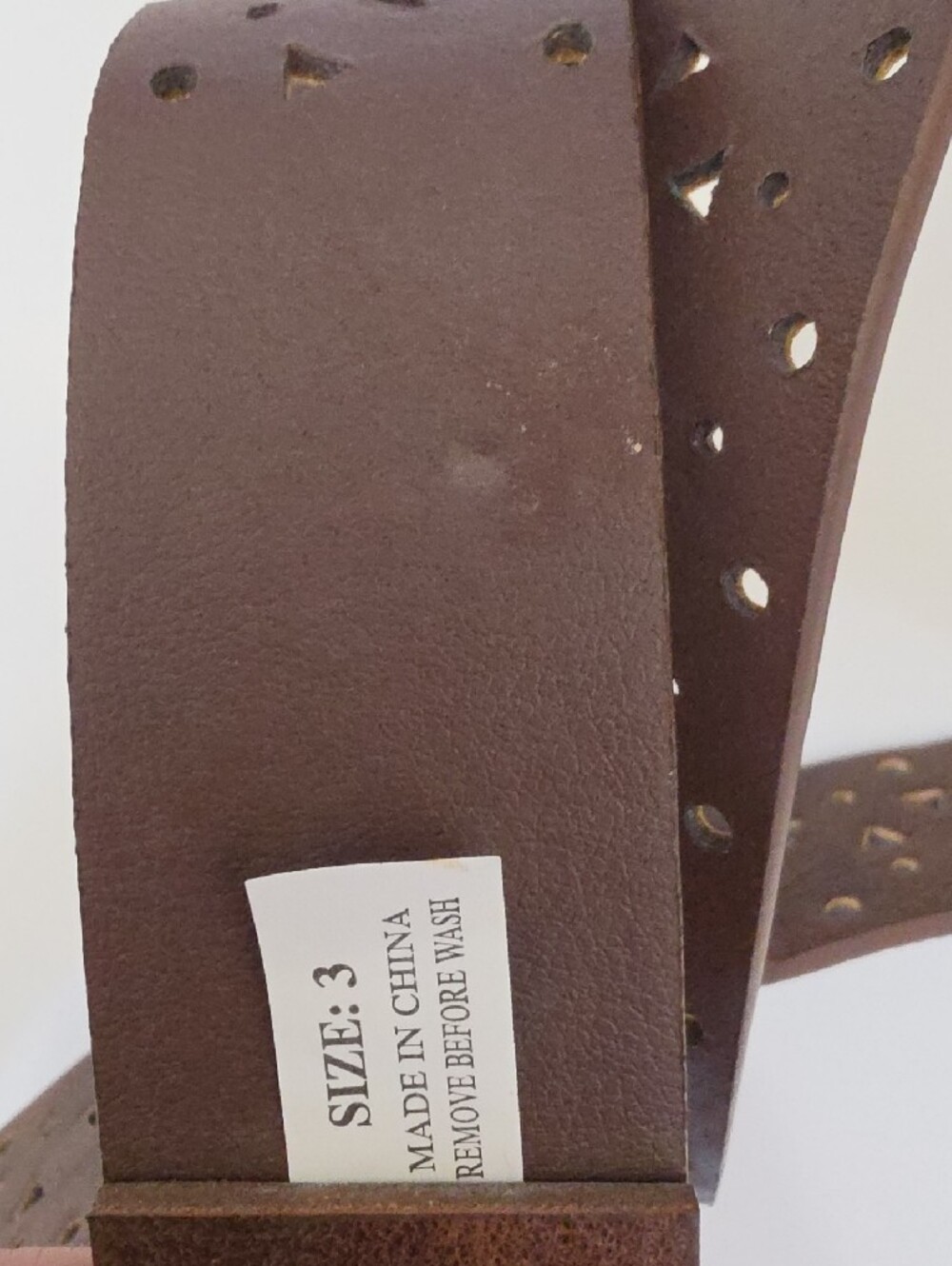 Women’s Brown Laser-Cut Belt with Decorative Jeweled Oval Buckle - Picture 2 of 4